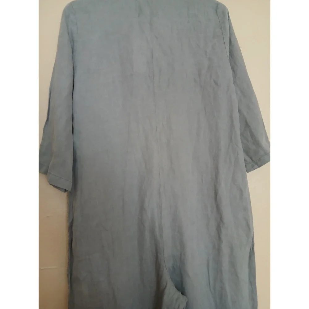 Zara Jumpsuit Small 100 Linen Relaxed Fit Lagenlook Minimalist Bohemian New